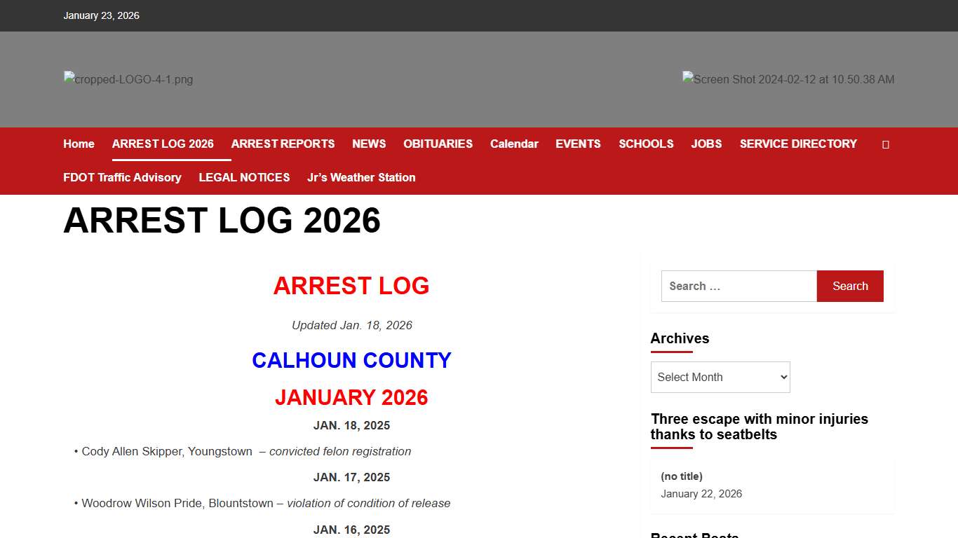 ARREST LOG 2026